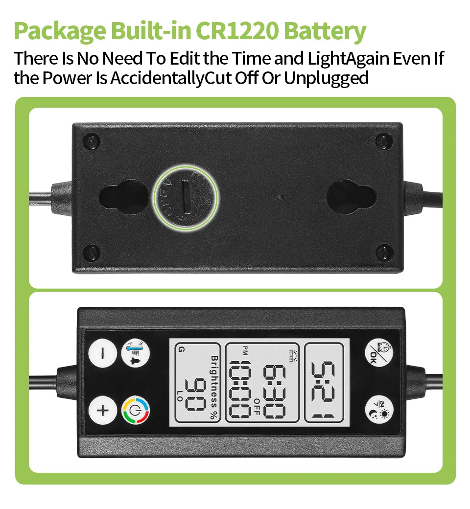 Full Spectrum Aquarium LED Light – 24/7 Lamp with Thermometer & Memory Function for Aquatic Plants