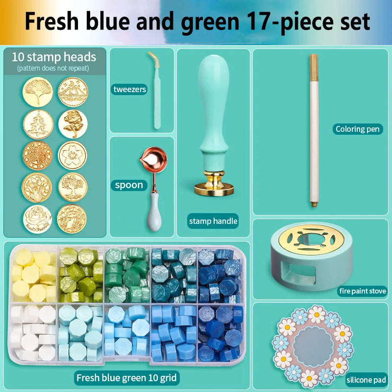 Wax Seal Stamp Kit with Storage Box & Furnace - Craft Supplies for Christmas & Wedding Invitation Decoration