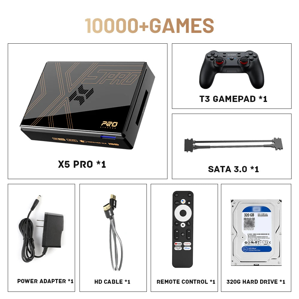 Kinhank Super Console X5 PRO – Retro Video Game Console with 16,000 Games, Plug & Play, PS2/WII/SS/DC/N64, Android 12 TV Box, 4TB