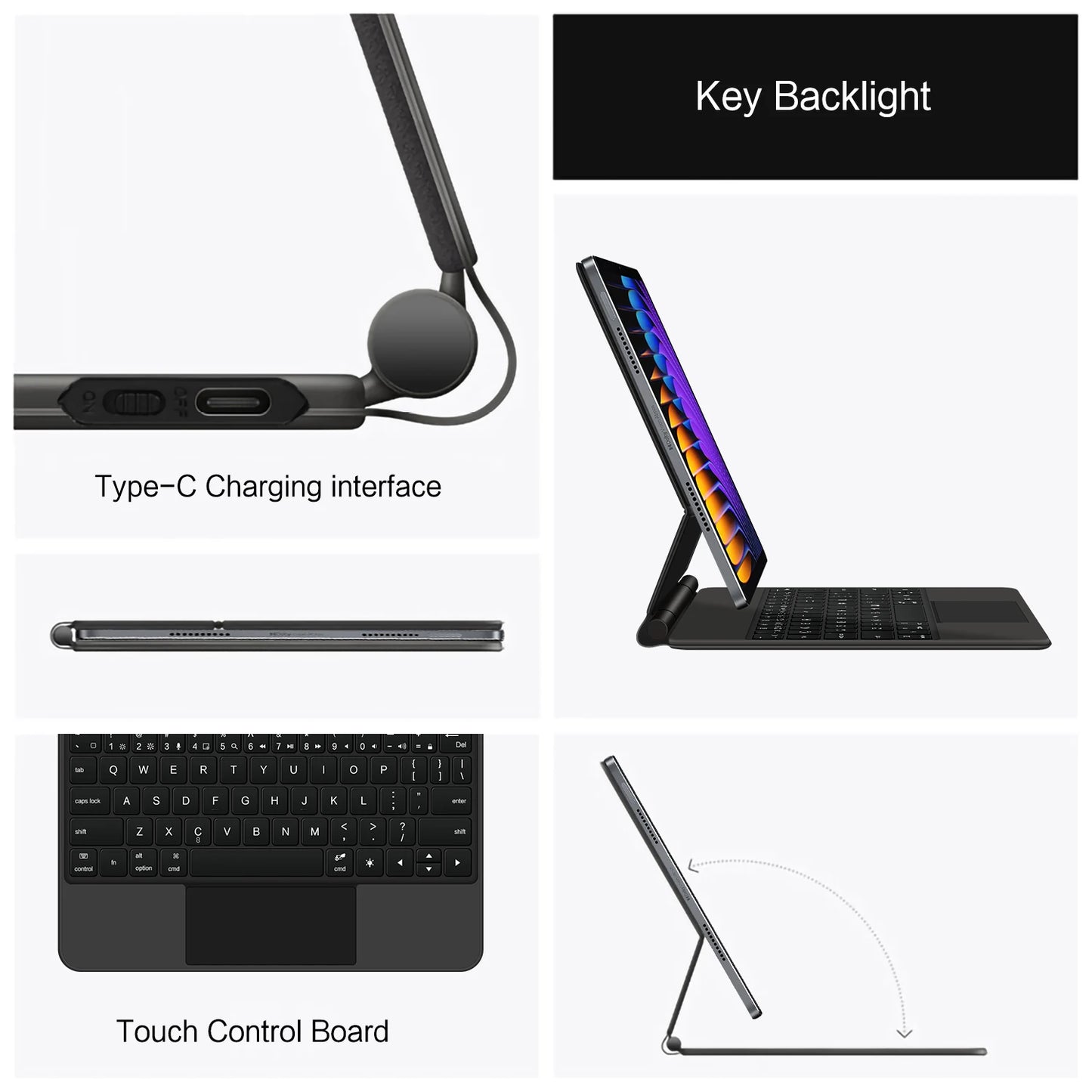 Magic Keyboard Folio for Xiaomi Pad 7 — Smart Case with Portuguese, Spanish, Korean & French Keyboard for Mi Pad 7 Pro 11.2-inch