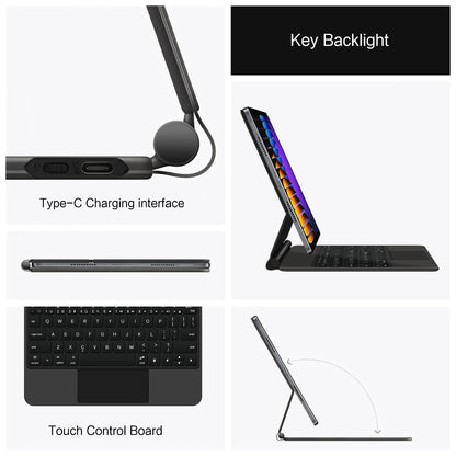 Magic Keyboard Folio for Xiaomi Pad 7 — Smart Case with Portuguese, Spanish, Korean & French Keyboard for Mi Pad 7 Pro 11.2-inch