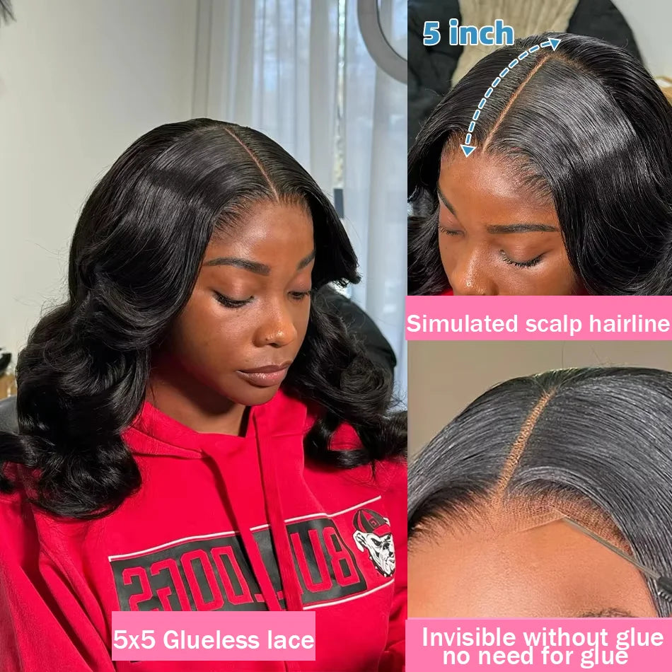 Brazilian Body Wave Short Bob Wig – 13x4/13x6 HD Transparent Lace Front, Pre-Plucked 5x5 High Density Human Hair Lace Frontal Wig