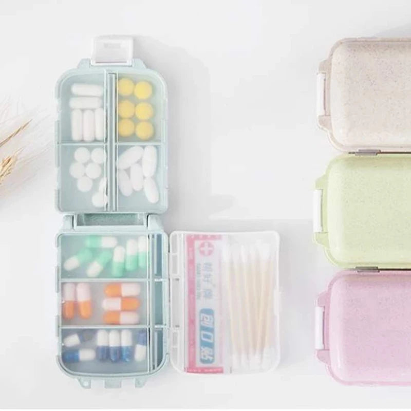 Fashionable Three-Layer Small Medicine Box – Foldable with 3 Sections & 8 Compartments for Mini Storage