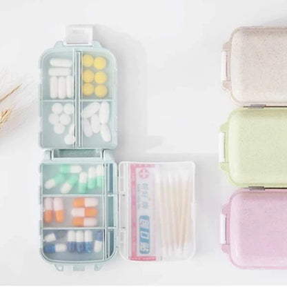 Fashionable Three-Layer Small Medicine Box – Foldable with 3 Sections & 8 Compartments for Mini Storage