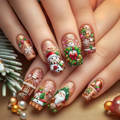 Christmas 3D Nail Art Stickers – Santa, Snowman, Tree, Snowflake & Holiday Designs
