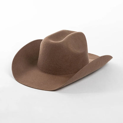 100% Wool Western Cowboy Hat – Casual Felt Cowgirl Hat for Men & Women, Autumn & Winter Outdoor Sunshade Fedoras Top Hat