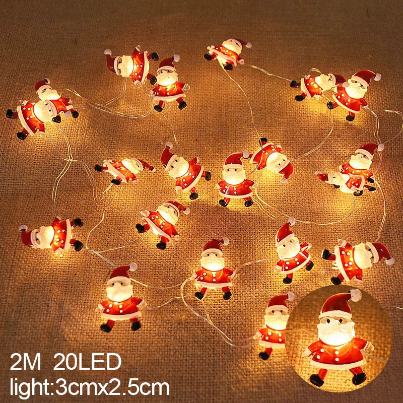 2M 20LED Santa Claus & Snowflake Light String – Christmas Decoration for Home, Xmas Tree, Kids Gift, and New Year 2025