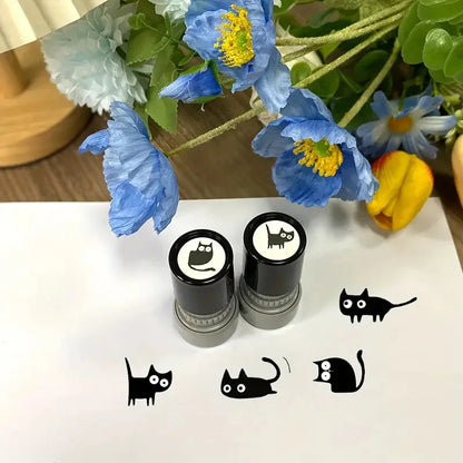 Cute Black Cat Cartoon Stamps – 4-Style DIY Scrapbooking, Diary, Collage & Stationery Decoration Set