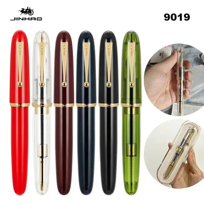Luxury JinHao 9019 Dadao Fountain Pen – Transparent Acrylic Spin Design, 40mm Nib for Office & School Writing Supplies
