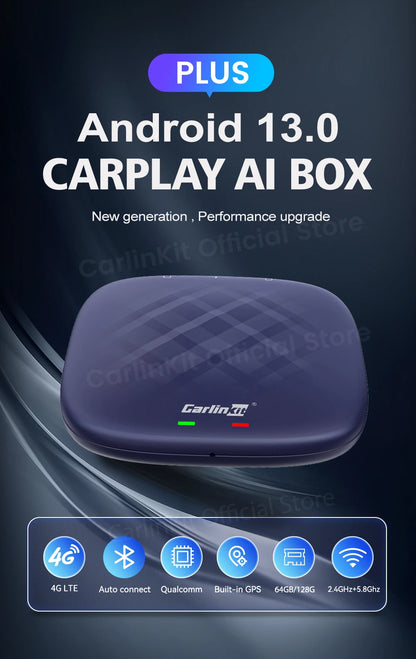 CarlinKit Android 13 AI TV Box – 8-Core Wireless CarPlay & Android Auto with Split Screen, 64G/128G for Netflix, YouTube, Play Store