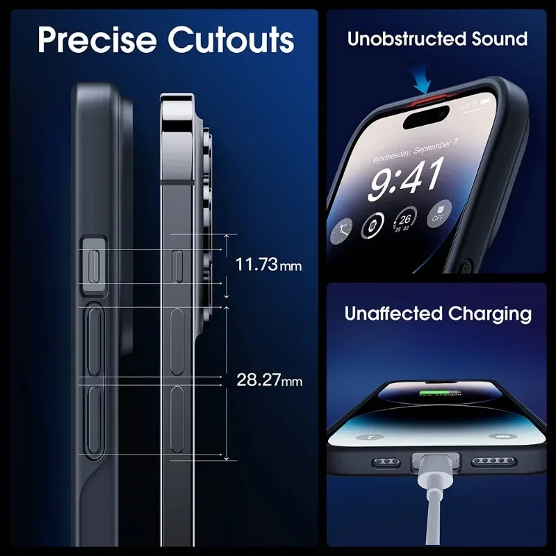 Matte Translucent Frosted iPhone Case - Magnetic MagSafe Shockproof Cover for iPhone 15, 14, 13, 12 & 11 Pro Max