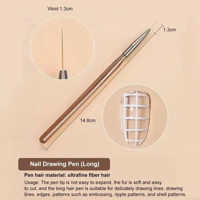 9PCS UV Gel Nail Brushes Set - Liner & Acrylic Painting Pens for DIY Nail Art Design and Tip Display