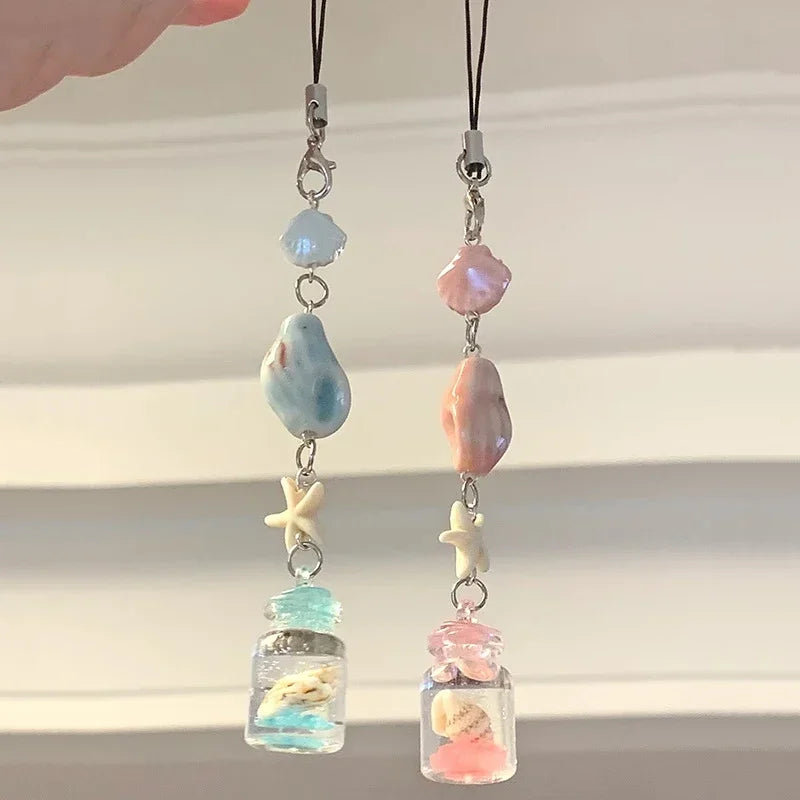 Transparent Wind Chime Keychain – Cute Kawaii Pendant for Mobile, Bag, and Home Decoration