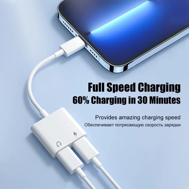 iPhone Audio Adapter – 3.5mm Aux Headphone Jack to Lightning Splitter Converter for iPhone 14/13/12/11 Pro Max