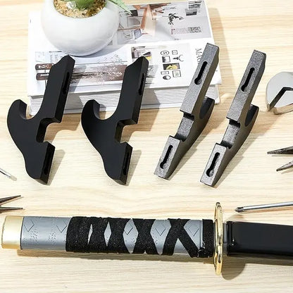Wooden Wall Sword & Rifle Display Shelf – Samurai Katana Stand & Gun Storage Rack Organizer for Home Decor & Collection Showcase