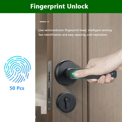 RAYKUBE M3 Tuya BLE Smart Fingerprint Door Lock - Electronic Digital Lock with 60/70mm Latch, Keys, and Remote App Unlocking
