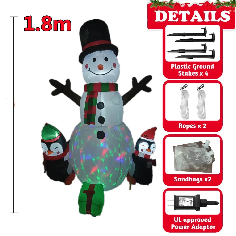 Inflatable Christmas Decorations – Tree, Snowman, Santa, Bear & Gingerbread Man with Built-in LED for Outdoor Garden & Party Decor