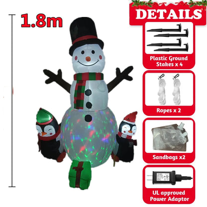 Inflatable Christmas Decorations – Tree, Snowman, Santa, Bear & Gingerbread Man with Built-in LED for Outdoor Garden & Party Decor