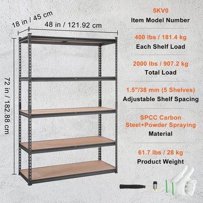 SucceBuy 5-Tier Heavy Duty Metal Storage Shelving Unit – Standing Organizer Rack for Kitchen, Living Room, Warehouse & Flower Stand