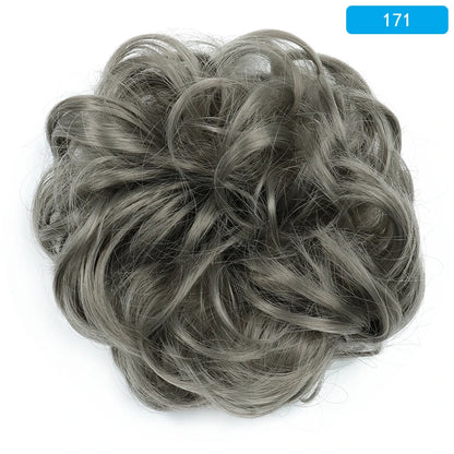 AZQUEEN Messy Bun Hair Extension – Synthetic Curly Wave Chignon Scrunchie, Elastic Band Updo Hairpiece for Women