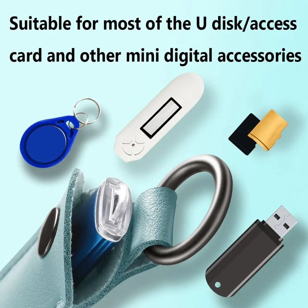 Leather USB Flash Drive Pouch — Protective Storage Case with Key Ring for U Disk, Memory Stick, and Digital Accessories