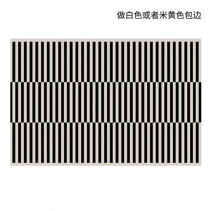Black Stripe Plush Rug — Non-Slip Luxury Carpet for Living Room, Bedroom, Study, and Nordic Home Decor