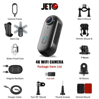 POV 4K Magnetic Sports Action Camera – 30M Waterproof Mini Body Cam with WiFi 2.4G Wireless, Helmet & Motorcycle Vlog Camera for Cycling & Outdoor Use