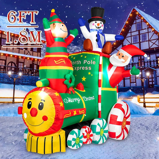 6FT Inflatable Christmas Tree Decoration with LED Lights – Outdoor Xmas Festival Party Toy & Holiday Scene Decor