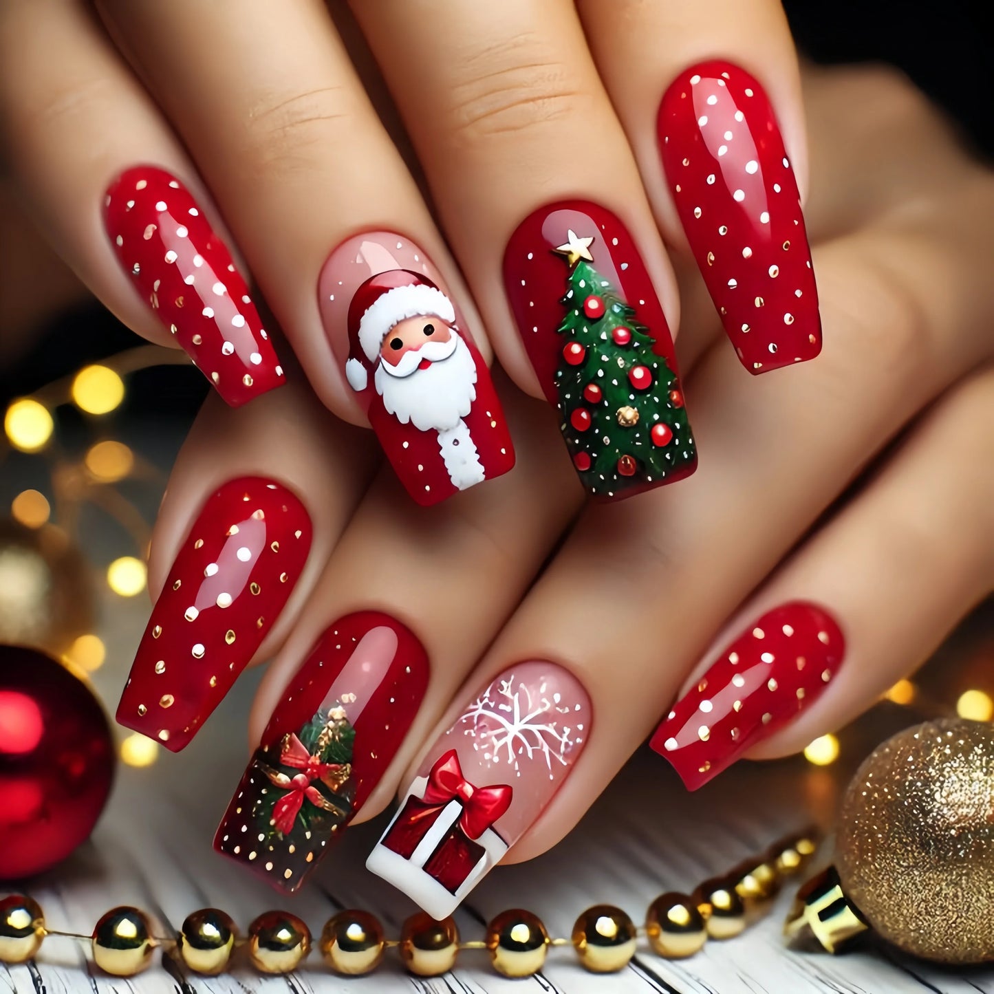 Christmas 3D Nail Art Stickers – Santa, Snowman, Tree, Snowflake & Holiday Designs