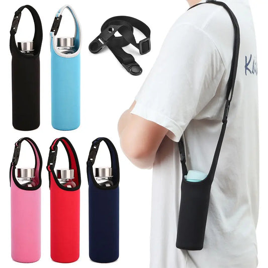 Insulated Water Bottle Carrier Bag - Adjustable Shoulder Strap Neoprene Bottle Cover Pouch for 550ml 750ml 1000ml 1500ml Bottles