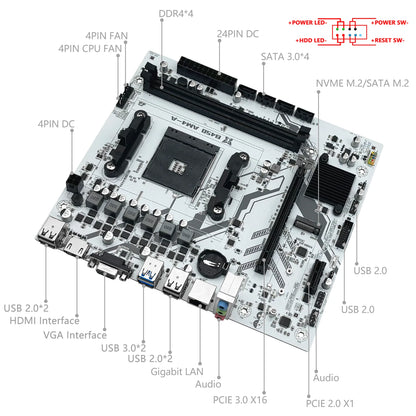 MACHINIST B450 Motherboard - AMD AM4 Mainboard with Dual-Channel DDR4 & M.2 NVME Support for Ryzen 5500/5600/5600G CPU
