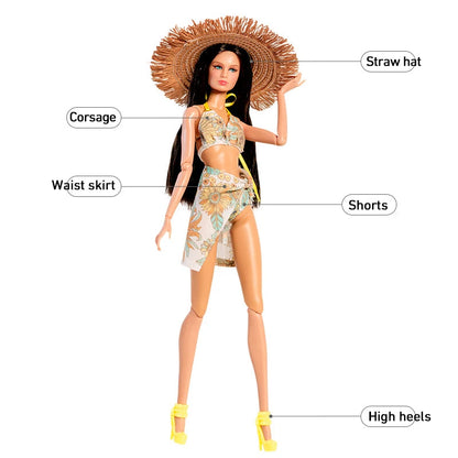 32cm Supermodel Doll Clothes – Fashion Beach Vacation Outfit, Princess Dress DIY Accessories Set, Collector Gift Toy
