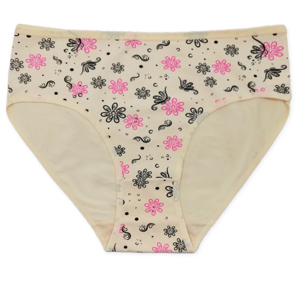 Women’s Cotton Briefs Set - Sexy Print Mid-Rise Plus Size Panties 2XL-4XL Soft Breathable Underwear 6Pcs