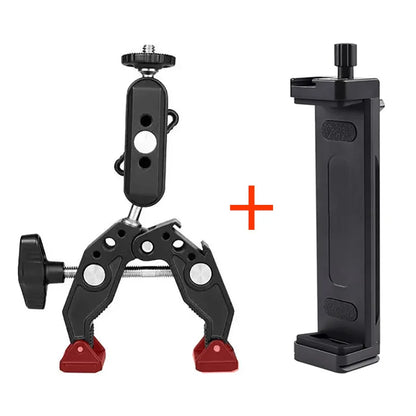 Universal Aluminum Alloy Tablet & Phone Stand – Adjustable Tripod Holder Clip for Mobile Devices