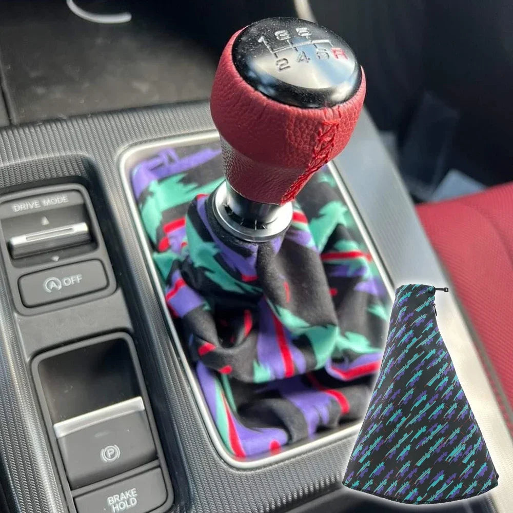 JDM Camouflage Blue Car Shift Knob Boot - Retro Gear Shift Interior Decor Accessory for Custom Car Styling