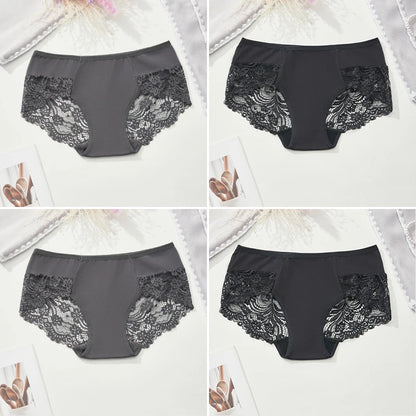 Women’s Lace Briefs 4-Piece Set - Soft Breathable Ruffle Trim Panties for Comfortable Daily Wear S-4XL