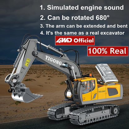 4WD RC Excavator Alloy Dump Truck Bulldozer | Remote Control Construction Vehicle Toy for Kids