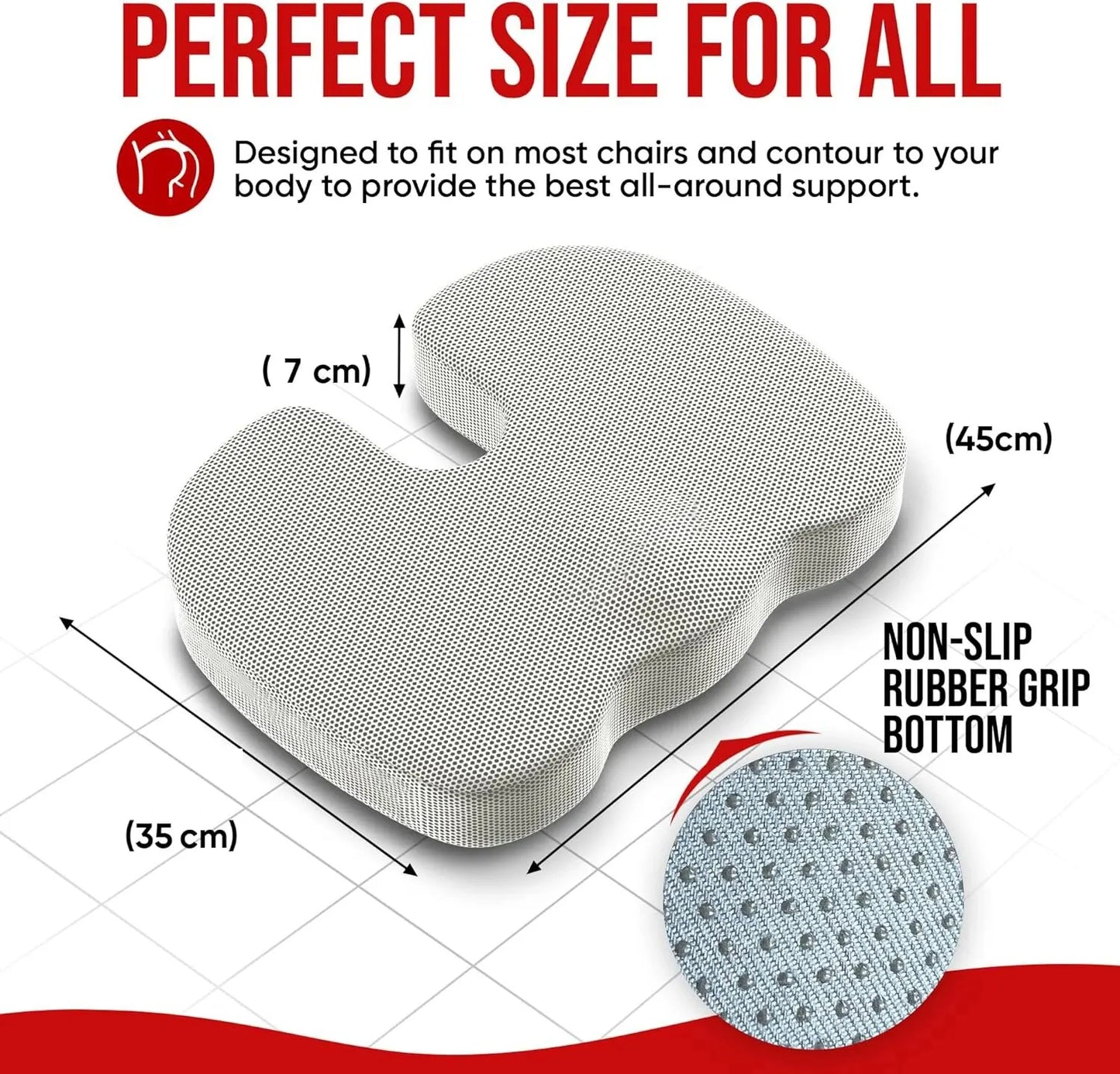 Ergonomic Memory Foam Seat Cushion – Hemorrhoid & Office Chair Support for Sedentary Comfort