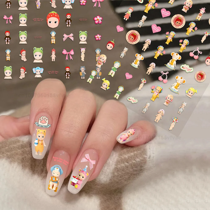 S-Sonnies Angels 3D Nail Art Stickers - Cartoon Adhesive Decal Stickers for Manicure & Nail Parts