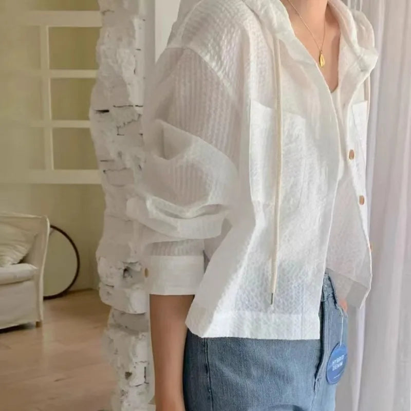 Women’s Summer Long-Sleeve Shirt - Casual Lightweight Sunshade Top for Everyday Wear