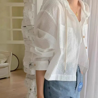 Women’s Summer Long-Sleeve Shirt - Casual Lightweight Sunshade Top for Everyday Wear