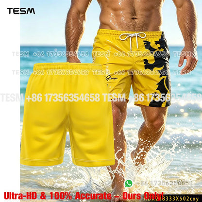 Men’s Lion Print Beach Shorts - Casual Summer Vacation & Sports Running Shorts