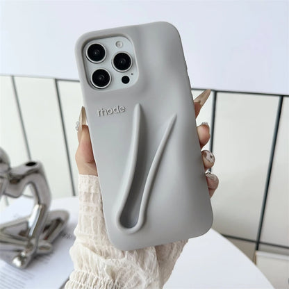 Gray Toast Ribbon iPhone Case - Rhode Style Silicone Cover for iPhone 17 Pro Max Air 16 15 14 13 12 Plus