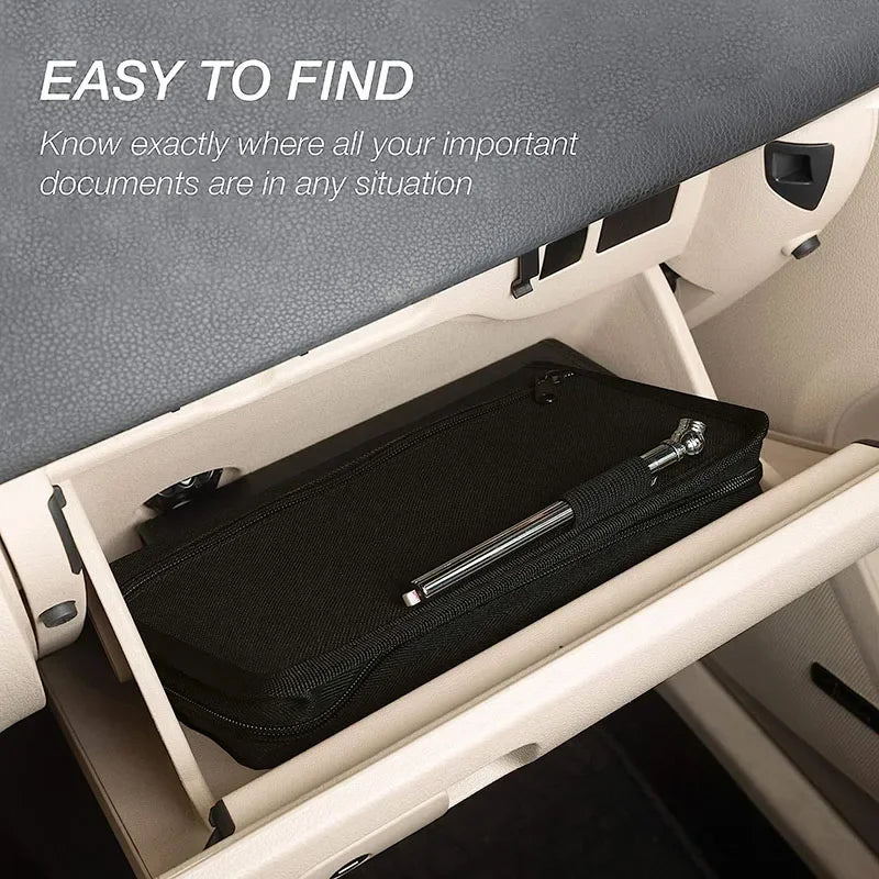 Nylon Car Registration & Insurance Holder – Driver's License Case, Credit Card & Auto Document Organizer for Glove Box