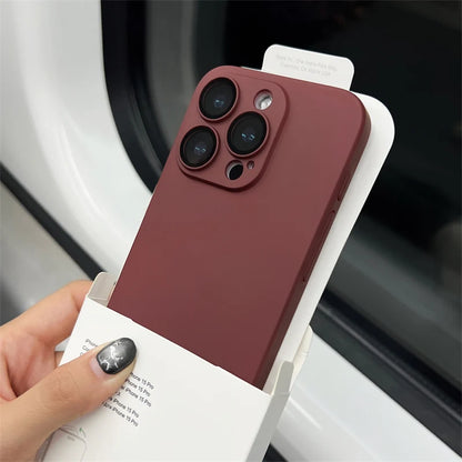 Ultra-Thin Matte iPhone Case - Slim Shockproof PC Cover with Glass Camera Protection for iPhone 11–16, Plus & Pro Max Models