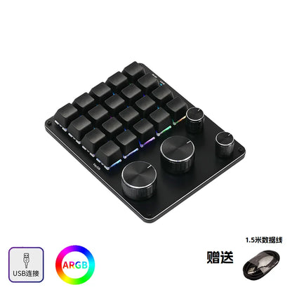 COIDEA Mini Wired RGB Keypad with Knob – Portable Macro Programming Keyboard for PS/Design Custom Controls, Gaming & Creative Work Gift Device