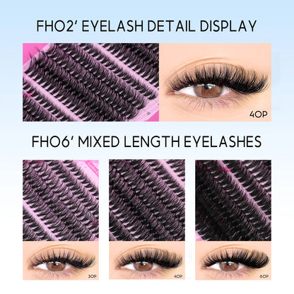 GROINNEYA DIY Lash Extension Kit – Cluster & Individual Lashes Set with Lash Bond & Seal for At-Home Eyelash Extension Makeup