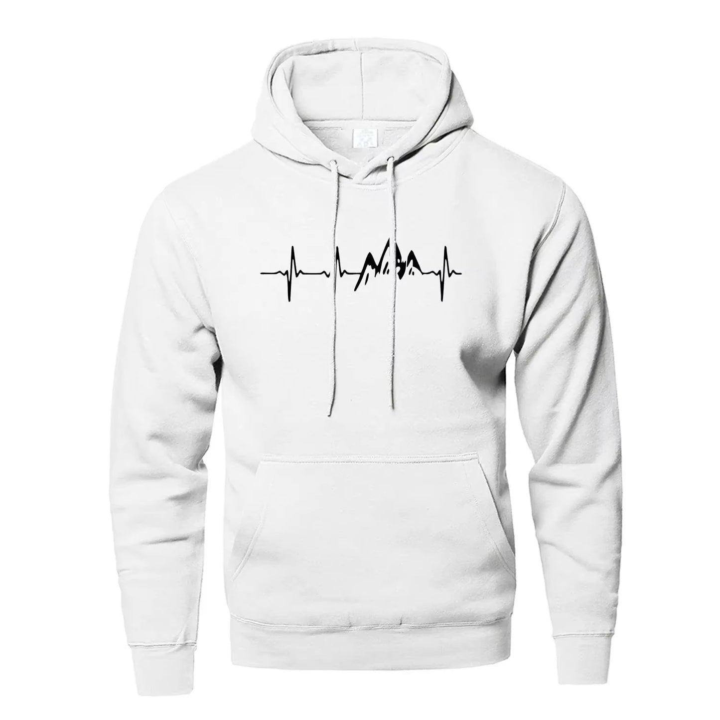 Mountain Heartbeat Hoodie – Teen Sweatshirt, Autumn Long Sleeve Hooded Sportswear in Black & Gray