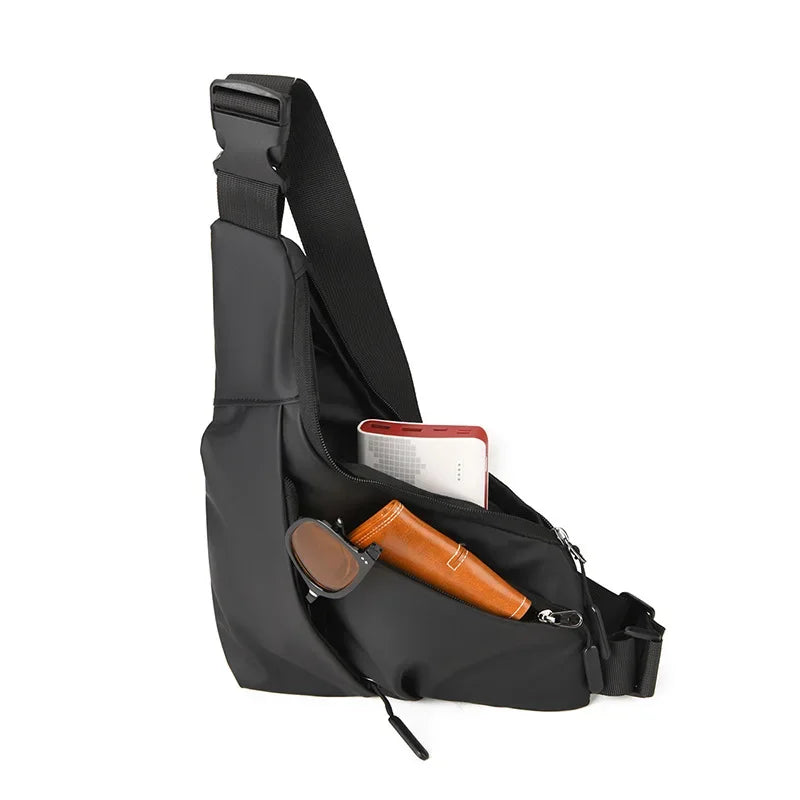 Anti-Theft Chest Bag for Men – Close-Fitting Leather Triangle Crossbody, Card Wallet Sling Bag for Sports & Cycling Riding