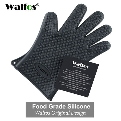 Walfos Silicone Oven Gloves — Heat-Resistant Thick BBQ & Cooking Mitts | Kitchen Gadgets & Accessories